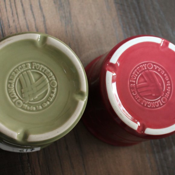 Longaberger Set of 2 Crocks Sage Green Paprika Fiesta - Picture 4 of 4